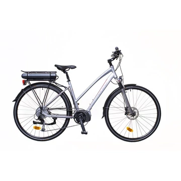 Neuzer Menton női trekking Ebike/Pedelec 9 fokozatú váltó, Shimano Steps motor, ezüst/piros-szürke 18"