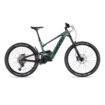 Kellys Theos R30 Magic Green 29/27,5" összteleszkópos MTB Ebike 10 fokozatú CUES váltó, Panasonic 95Nm/820Wh meghajtás, S