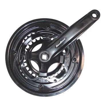 Sunrace kommersz hajtómű 48/38/28-as fogszám, láncvédős, fekete