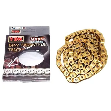 YBN félszemes BMX lánc arany színű 116 tagú 1/2x1/8