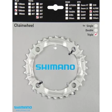Shimano FC-M430 32fogú lánckerék 4 karos 104mm lyukkör, ezüst
