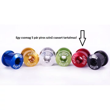 A2Z alu lánckerékcsavar piros színben 1 csomag/5 pár