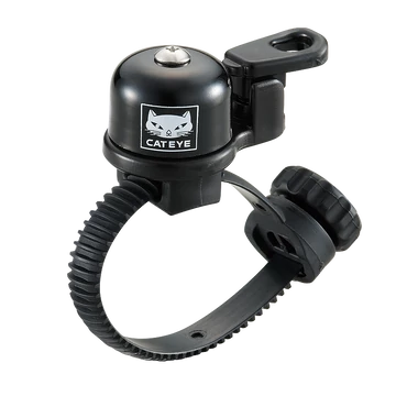 Cateye csengő OH-2400 pici fekete Flex Tight rögzítéssel - akár lámpatartóval is kombinálható