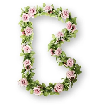 Vázdísz Basil Girland pünkösdi rózsa pink színben