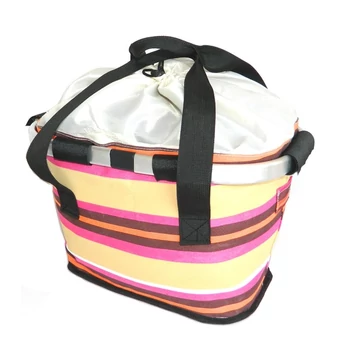 Pretty első kosár női alukeretes gyorsrögzítős 4 kg-ig terhelhető drapp/barna/pink csíkos