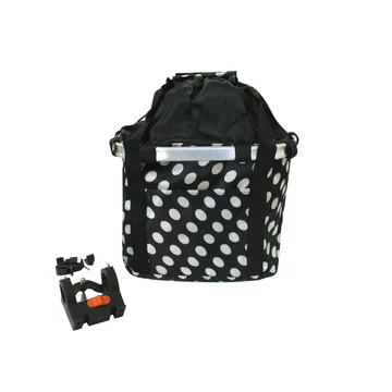 Fashion első kosár női alukeretes gyorsrögzítős 5 kg-ig terhelhető fekete-fehér pöttyös