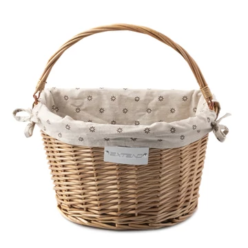 Extend Wicker natúr rattan kerékpáros első kosár virágos textillel és gyorsrögzítővel
