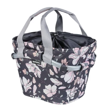 Basil Magnolia Carry All első kosár kormányra, virágos, szürke, adapter nélkül