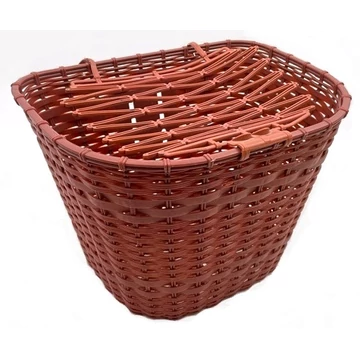 Kosár előre sűrűszövésű fonott műanyag fedeles fix barna