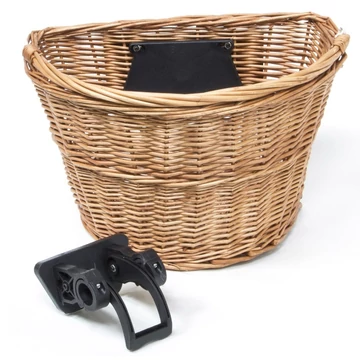 Ridepositive Natural natúr rattan kerékpáros első kosár gyorsrögzítővel