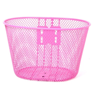 Gyerek kosár kerékpárra sűrűszövésű fém rózsaszín fix rögzítésű