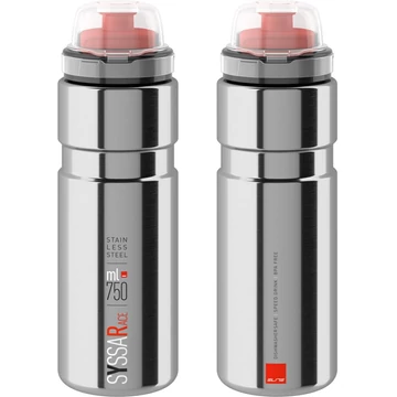 Elite Syssa rozsdamentes acél kerékpáros kulacs 750ml ezüst zárható kupakkal