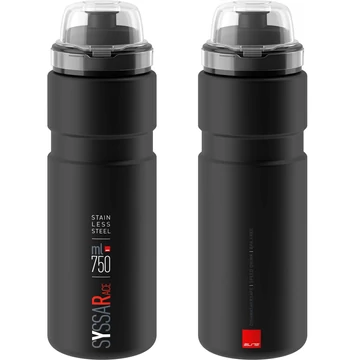 Elite Syssa rozsdamentes acél kerékpáros kulacs 750ml mattfekete zárható kupakkal