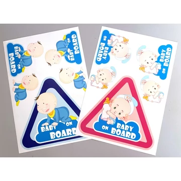 Baby On Board matrica garnitúra műgyantás autóra, motorra vagy kerékpárra