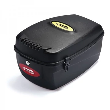 Doboz csomagtartóra, zárható, merev falú műanyag, 17 liter űrtartalommal, fekete