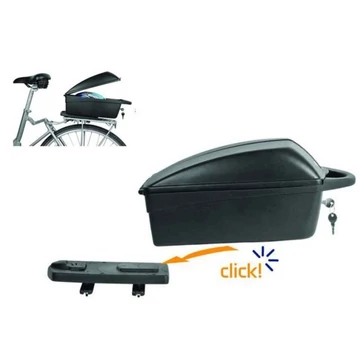 Doboz csomagtartóra, zárható-levehető, fekete, 11 liter űrtartalmú