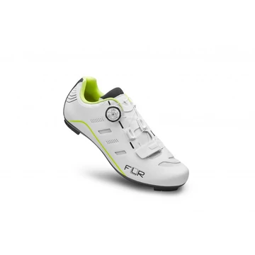 FLR Elite Road F-22 II országúti cipő, karbon talp, Reel Knob damilos fűző, fehér, 45-ös