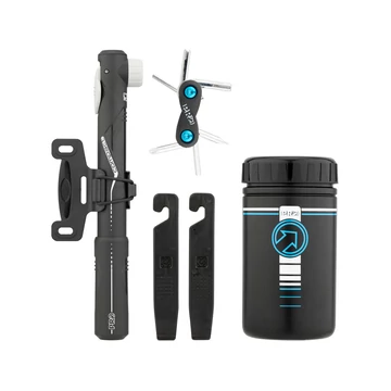 Pro kombi szerszámkészlet, 500cc tartó( kulacs forma), mini pumpa, gumileszedő, bicska szerszám fekete