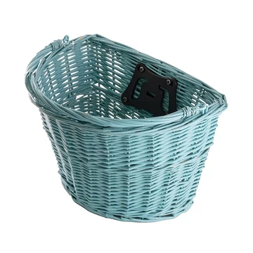 Ridepositive Natural halványkék rattan kerékpáros első kosár gyorsrögzítővel