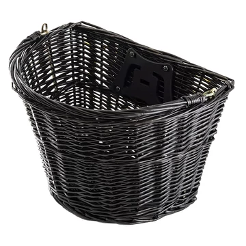 Ridepositive Natural fekete rattan kerékpáros első kosár gyorsrögzítővel