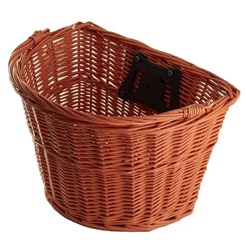 Ridepositive Natural piros rattan kerékpáros első kosár gyorsrögzítővel