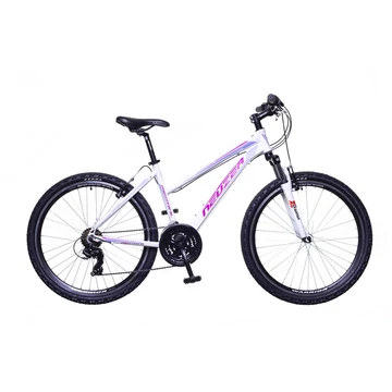 Neuzer Mistral TY300 női aluvázas 26-os MTB kerékpár, 21 sebességes, teleszkópos, fehér/pink/lila 19"
