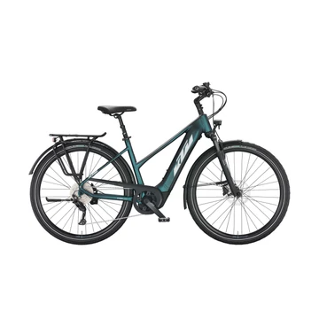 KTM Macina Tour CX 510 elektromos kerékpár Bosch Performance Line CX, 10 fokozatú Deore váltó, női, zöld/ezüst 46cm