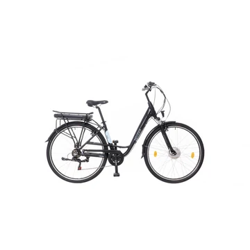 Neuzer E-Trek női trekking Ebike/pedelec 28"-as kerék, 36V/250W motor, 11,6Ah Li-ion akku, 6 sebességes, teleszkóp, mattfekete/kék 17"