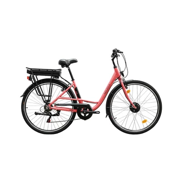 Neuzer E-Trek női trekking Ebike/pedelec 28"-as kerék, 36V/250W motor, 11,6Ah Li-ion akku, 6 sebességes, korall/fekete 17"