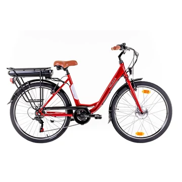 Neuzer Genova pedelec női városi Ebike/Pedelec 6 sebességes, 26"-os kerék, 36V/250W motor, 13Ah akku, króm piros, 17"