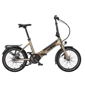 KTM Macina Fold 20 elektromos camping kerékpár Bosch Perf. PX Smart 75Nm/500Wh, Nexus 5 váltó, Gates szíjhatjás,  összecsukható, olive pearl