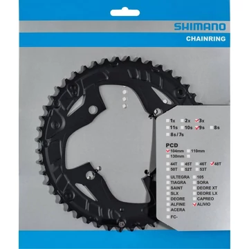 Shimano Alivio 48 fogú lánckerék 9-es rendszerekhez 4 karos 104mm lyukkörátmérő FC-T4010 és hasonlók