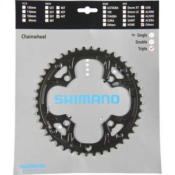 Shimano lánckerék 44fogú FCM-440 acél 9-es rendszerekhez 104 mm furatkörrel