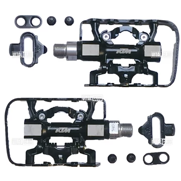 KTM SPD rendszerű vegyes patentpedál alu test, CrMo tengellyel, iparicsapágyas, fekete/ezüst