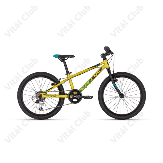 Kellys Lumi 30 yellow 20"-os gyerekkerékpár aluminium váz, 6 fokozatú Shimano TY21 váltó, V-fék,