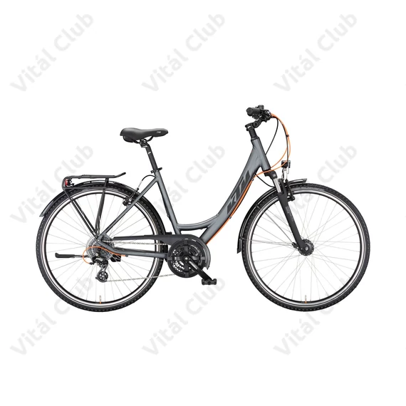KTM Life Joy női trekking kerékpár 24 fokozatú Shimano Altus váltó, mono vázas, acélszürke (fekete) 46cm