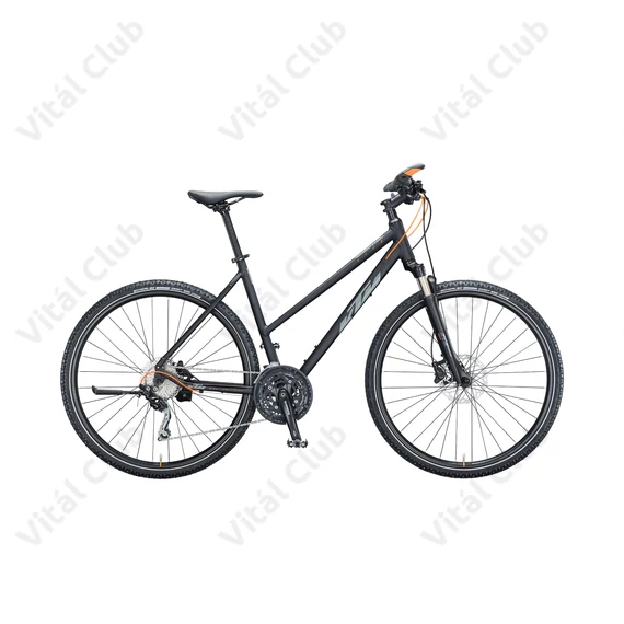 KTM Life Action női cross kerékpár 30 fokozatú Shimano Deore váltó, mattfekete 43cm