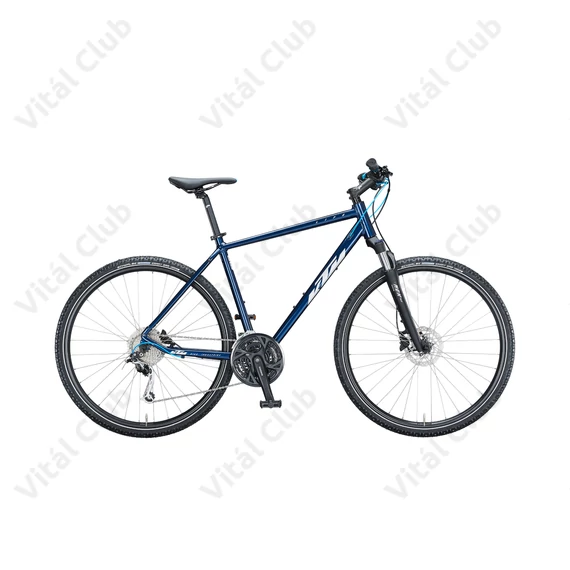 KTM Life Road férfi cross kerékpár 27 fokozatú Shimano Deore XT váltó, hidraulikus tárcsafék, kék, 51cm