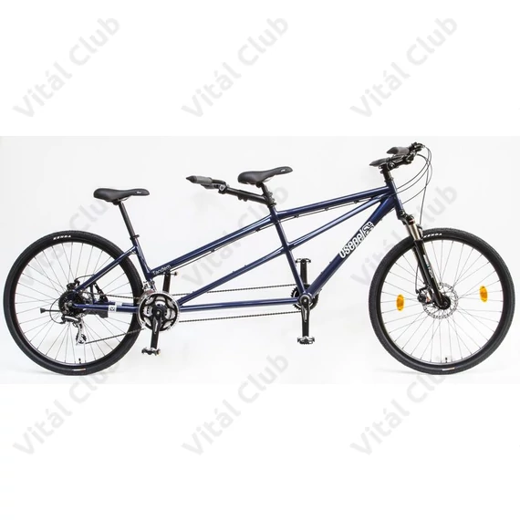 Csepel Tandem kerékpár, alumínium váz, teleszkópos villa, mech. tárcsafék, kék színű, 19"/15"