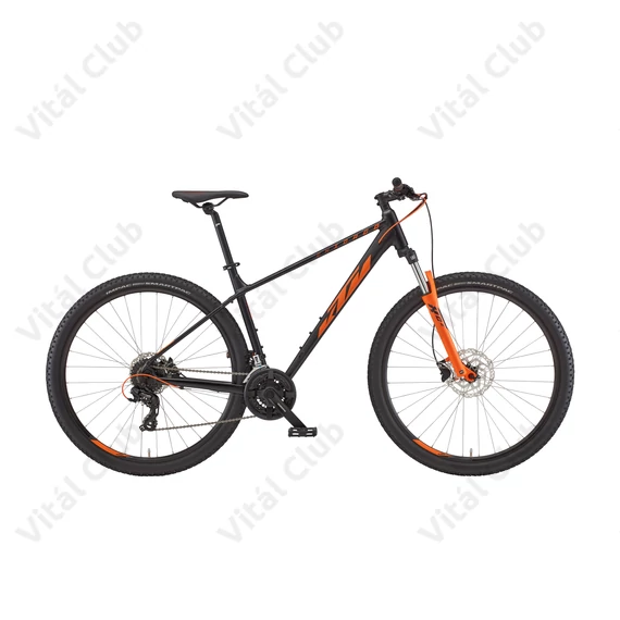 KTM Chicago 27,5"-os MTB kerékpár 24 fokozatú Tourney váltó, hidr.tárcsa, mattfekete/narancs S/38cm