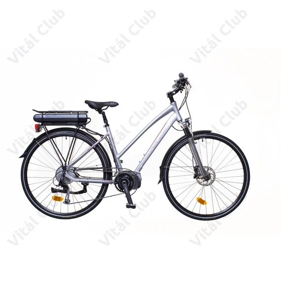 Neuzer Menton női trekking Ebike/Pedelec 9 fokozatú váltó, Shimano Steps motor, ezüst/piros-szürke 18"