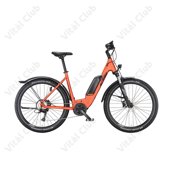 KTM Macina Aera P571 Street Ebike Bosch Performance 65Nm/500Wh rendszer női monovázas 8 fokozatú Acera váltó narancs 46cm
