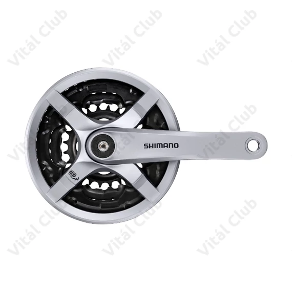 Shimano FC-TY501 MTB hajtómű 48/38/28-as fogszám, 170mm-es, láncvédős, ezüst (Tourney-család)