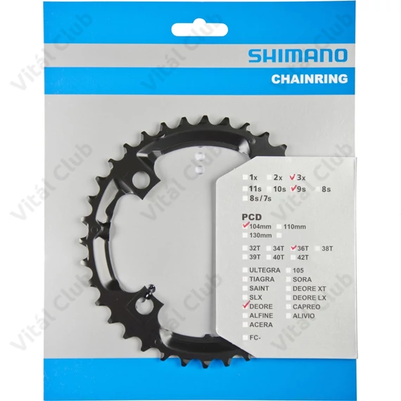 Shimano Deore FCM590 36fogú lánckerék 4 karos, 104mm lyukkör, M430, M431, M391, T3010