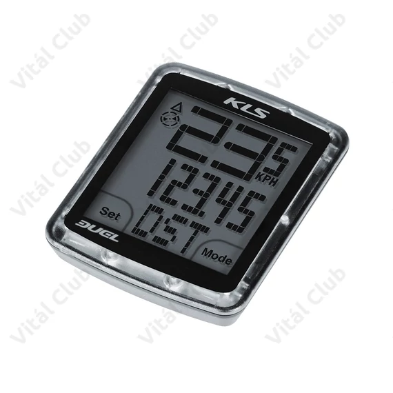 Kellys KLS Duel vezeték nélküli kerékpár kilométeróra 10 funkciós, áttetsző szürke