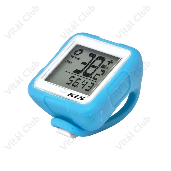 Kellys KLS Reflex vezeték nélkül kerékpár kilométeróra szilikon pánttal, 14 funkciós, Sky Blue