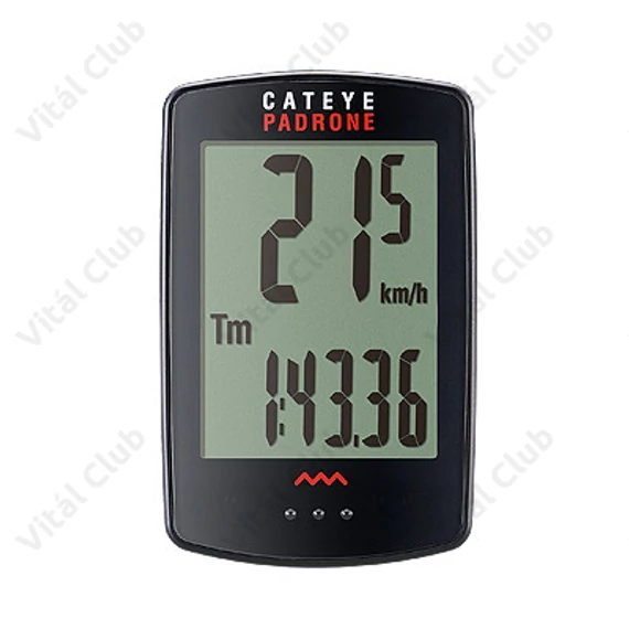 Cateye Padrone kilométeróra CCPA100W, nagy kijelzővel, vezeték nélküli, előre nyúló konzollal, fekete