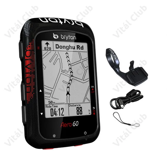 Bryton Aero 60E GPS kilométeróra, 78+ funkciós, fekete