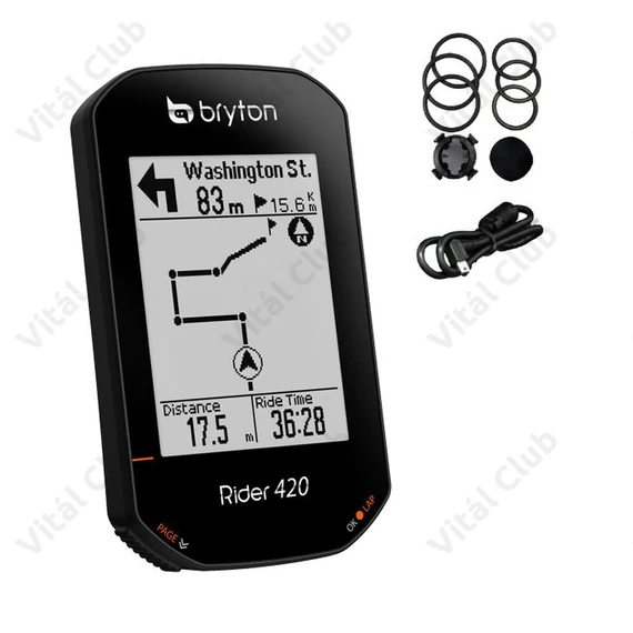 Bryton Rider 420E GPS kilométeróra, navigáció, 80+ funkciós, fekete