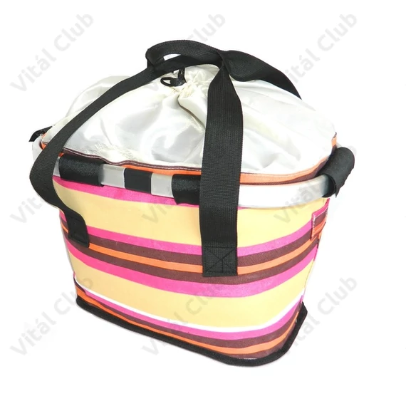 Pretty első kosár női alukeretes gyorsrögzítős 4 kg-ig terhelhető drapp/barna/pink csíkos